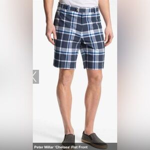 Peter Millar ‘Chelsea’ Flat Front Plaid Men’s Shorts Size 36